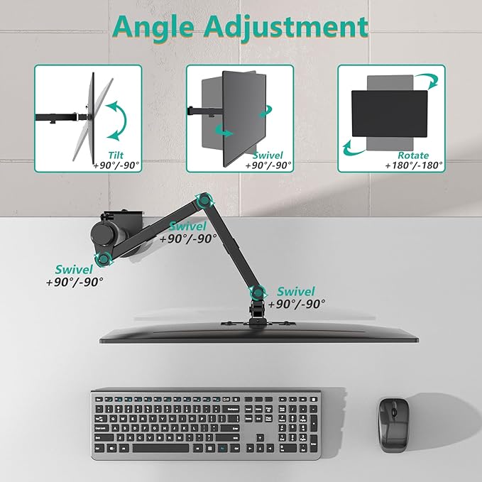WALI Single Monitor Mount, Single Monitor Arm Desk Mount, Desk Monitors Stand - Image 6