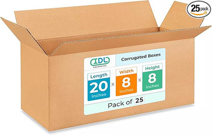 Long Shipping & Moving Boxes 20"L x 8"W x 8"H by IDLPackaging