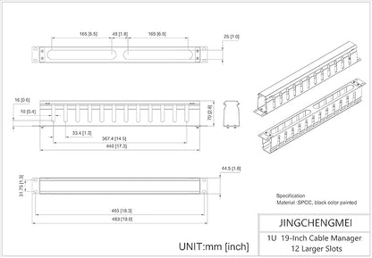 Jingchengmei 2 Pack of All Metal 1U Cable Management Horizontal Rack Mount - Image 7
