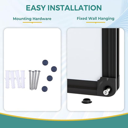 Magnetic Whiteboard 60x36 Inches Black Aluminum Frame, Large Wall Mount White - Image 4
