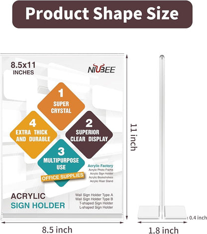 NIUBEE 3 Pack Acrylic Sign Holder 8.5 x 11 - Image 2