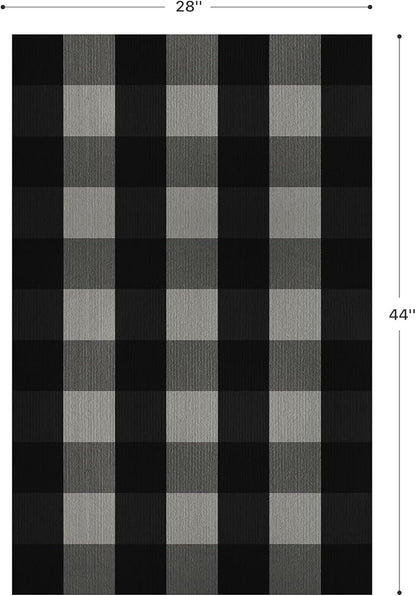 GENIMO Checkered Rug 27.5x44 inches Black and White Outdoor Rug Buffalo Plaid - Image 2