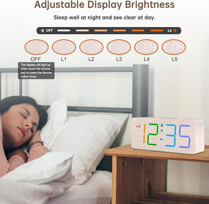 DreamSky Wooden Digital Clock for Bedroom Desk - Image 5