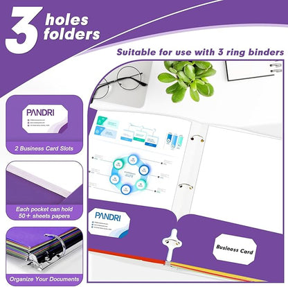 Two Pocket Portfolio Folders, PANDRI 60 Pack 3 Hole Punched 2 Pocket Folders - Image 4