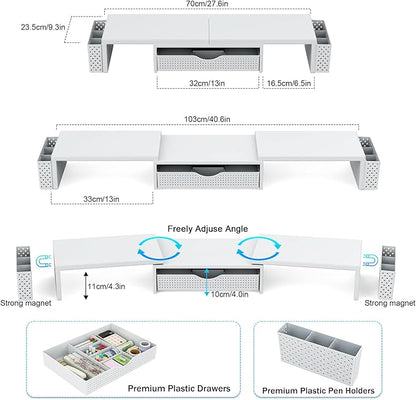 Spacrea Metal Desk Organizers and Accessories, Dual Monitor Stand Riser - Image 5