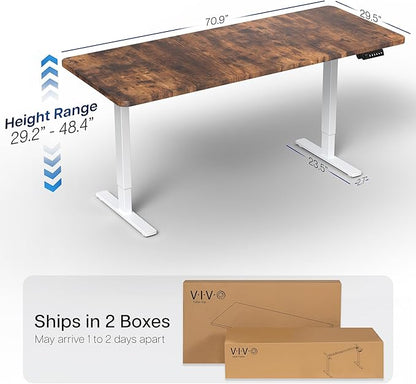 VIVO Electric 71 x 30 in Rustic Standing Desk, Memory Height Adjustment - Image 3