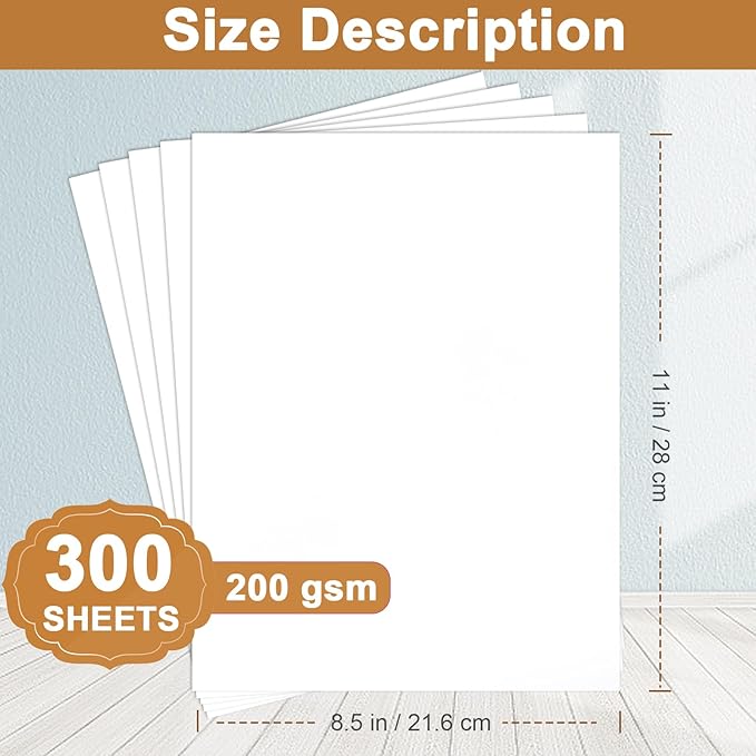 Silunkia 300 Sheets White Cardstock 8.5 x 11 Printer Paper, 75lb Heavyweight - Image 2