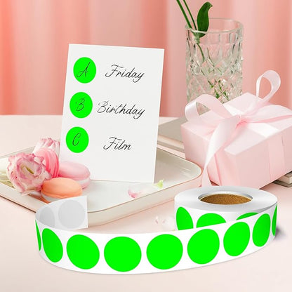 1 Inch Round Color Coding Labels, 1000 Dots Per Roll Fluorescent Green Color - Image 5