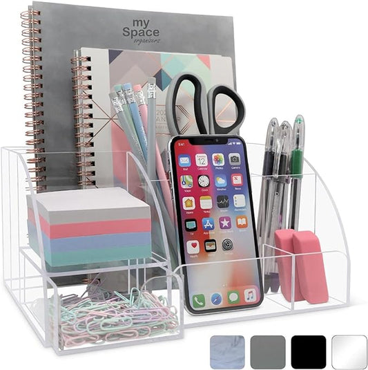 My Space Organizers Clear Acrylic Desk Oganizer, 9 Compartments, Office by MySpaceOrganizers