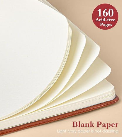 PAIBAS Blank Journal Notebook for Women Men, 160 Pages, A5 Hardcover Sketchbook - Image 4