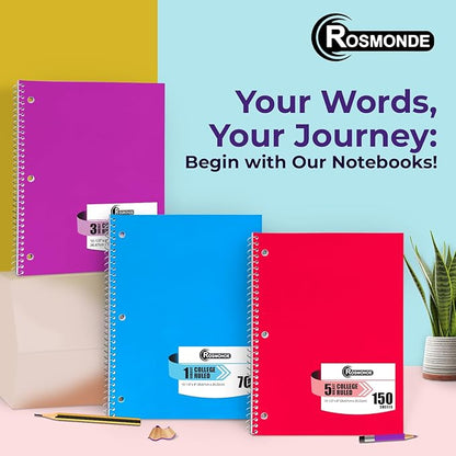 Rosmonde 1 Subject Notebook College Ruled, 6 Pack, 70 Sheets, 8 x 10-1/2" - Image 7