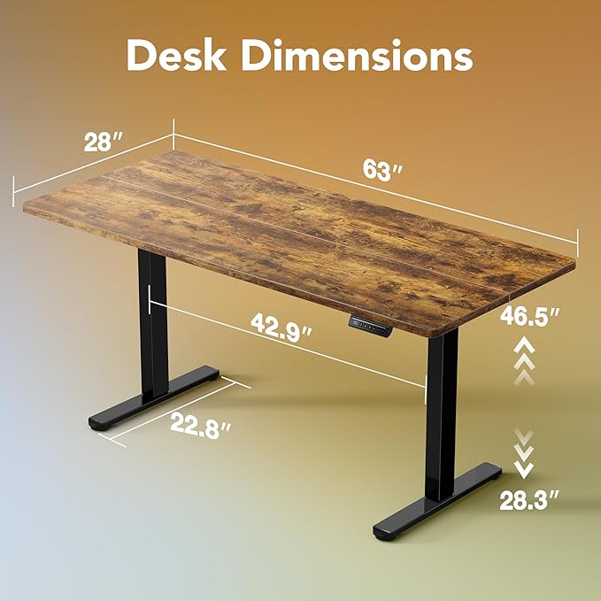 HUANUO 63 x 28 inch Electric Standing Desk Adjustable Height, 4 Memory Height - Image 3