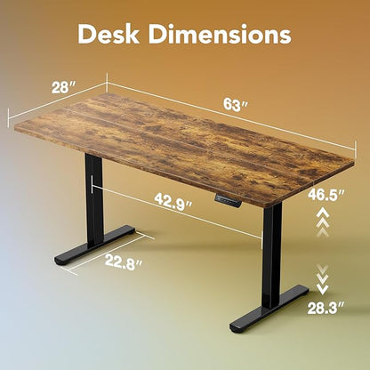 HUANUO 63 x 28 inch Electric Standing Desk Adjustable Height, 4 Memory Height - Image 3