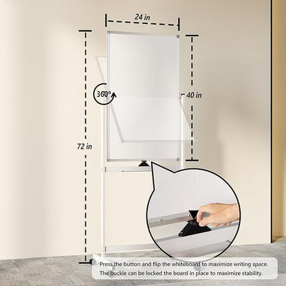 Neatsure Rolling Whiteboard on Wheels, Portable Standing Dry Erase Board Easel - Image 3