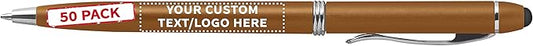DISCOUNT PROMOS Custom Twist Action Plastic Stylus Pens, Personalized Bulk Pack by DISCOUNTPROMOS