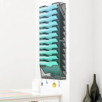 Gawerk 13-Tier Wall File Organizer Hanging Wall File Holder Wall Mount Paper - Image 5