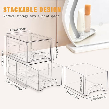 Stebopum 4 Pack Stackable Makeup Organizer, 4.4'' Tall Acrylic Bathroom Makeup - Image 2