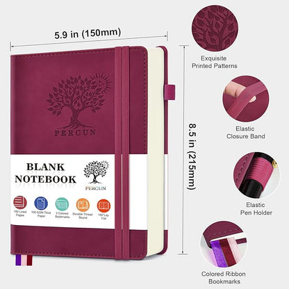PERCUN Blank Journal Ntebook for Men & Women, 160 Pages Blank Journals for - Image 2