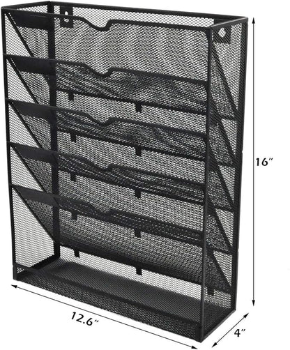 EASEPRES Desk File Organizer Mesh 6-Tier, Hanging Wall Mount Document - Image 2