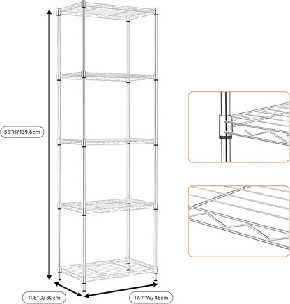 M MZG 5 Tiers Shelf Metal Storage Shelves Wire Rack Closet Organizers - Image 3