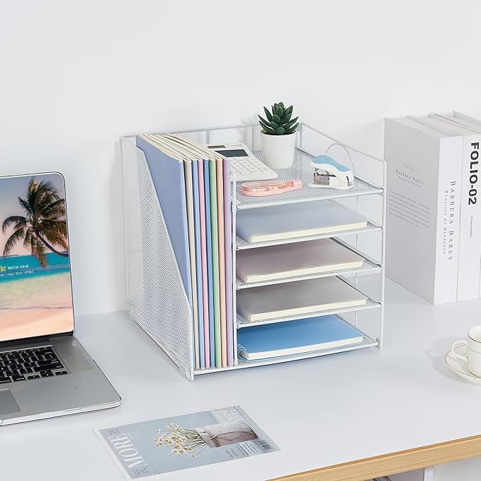 LEKETREE Desk Organizers and Accessories, 5-Tier Paper Letter Tray Organizer - Image 4