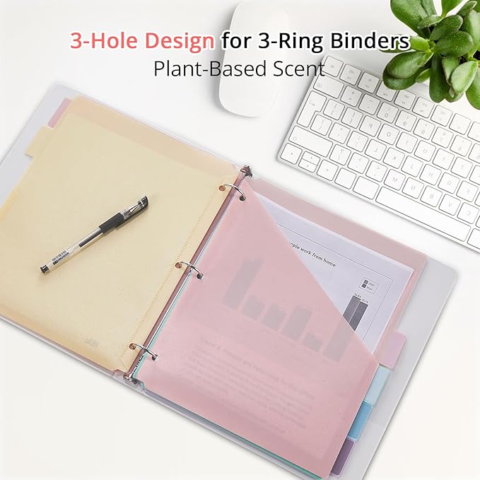 6-Tab Letter Size Dividers for 3 Ring Binder, Wheat Straw Binder Dividers - Image 6