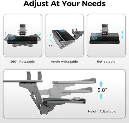 EUREKA ERGONOMIC Keyboard Tray Height Adjustable, Swivel Tilt Computer Keyboard - Image 4