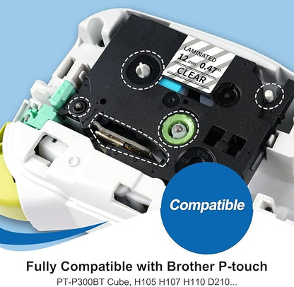 COLORTY Replacement for Brother P-Touch Label Maker Tape TZe 12mm 0.47 Clear - Image 4
