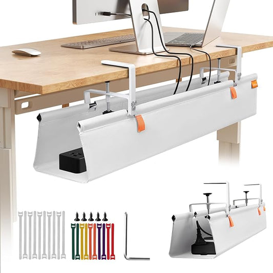 SUREUP9 No Drill Under Desk Cable Management Tray, Fabric Cable Management by SUREUP9
