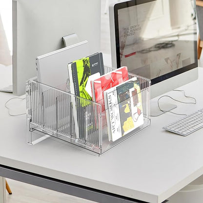 Cuukie File Sorter Organizer, 5 Sections Acrylic Letter Tray - Image 2