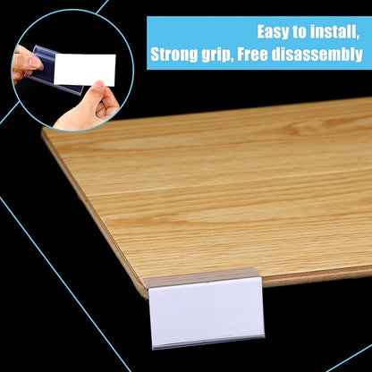 Qunclay 100 Pcs Shelf Label Holder Glass Wood 1.25 x 3 Inches Clear Plastic - Image 2