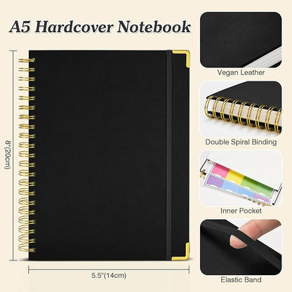 Bullet Dotted Journal Spiral Notebook, 300 Pages Leather Notebooks - Image 5