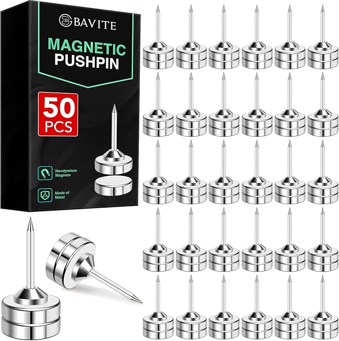 E BAVITE Magnetic Pushpins, 50 Sets Magnet Thumb Tacks by EBAVITE