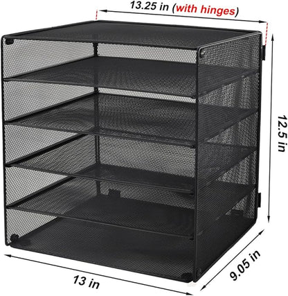 EASEPRES 5 Slot Mesh Desk Organizer Tray, File Paper Letter Folder Holder - Image 2