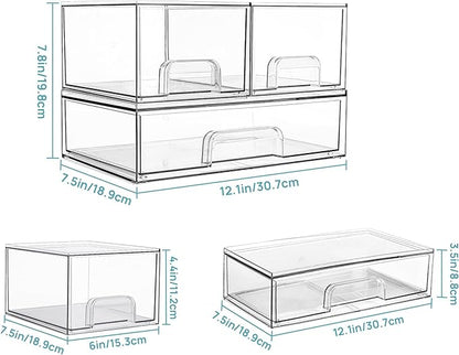 Vtopmart Stackable Storage Drawers Set of 3, Beauty Supplies, Pantry - Image 3