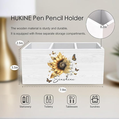 HUKINE Sunflower Inspirational Quotes Pen Holder - Image 6