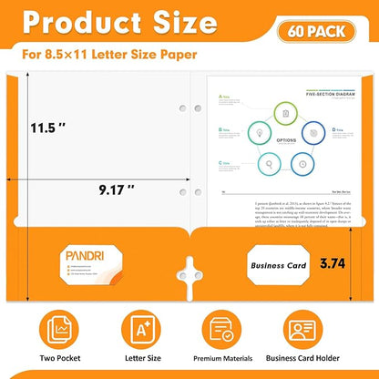 Two Pocket Portfolio Folders, PANDRI 60 Pack 3 Hole Punched 2 Pocket Folders - Image 2