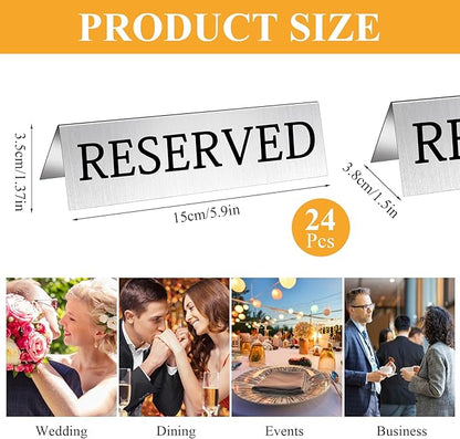 Aemygo 24 Pcs Metal Reserved Table Signs, Double Sided Tent Guest Reservation - Image 3