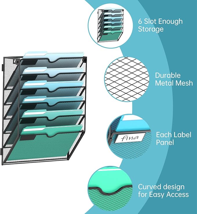 SUPEASY 6-Tier Wall File Organizer, Hanging Wall Files - Image 3