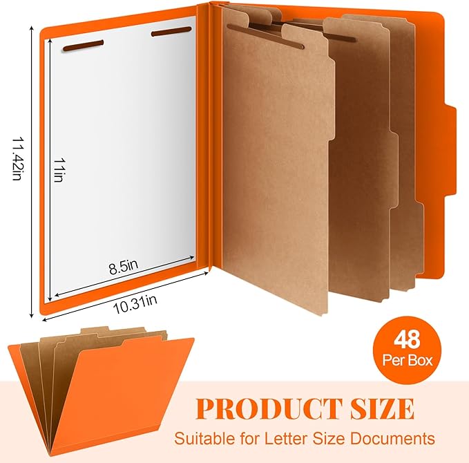 Skyygemm 48 Pcs Classification Folders Letter Size, 3 Divider Pressboard File - Image 2