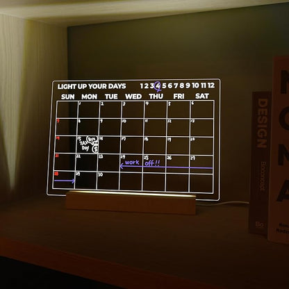 Dry Erase Calendar with Light, USB-Powered Light Up Whiteboard, Includes 4 - Image 3