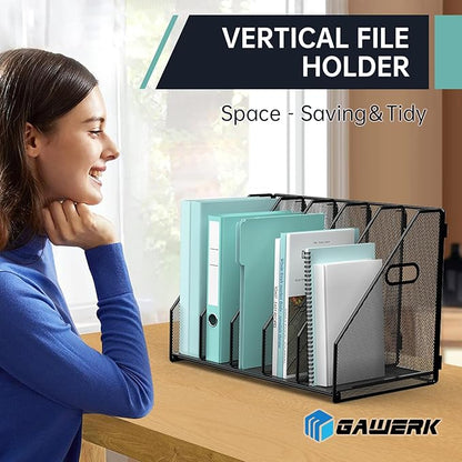 Gawerk Desktop File Magazine Folder Holder 5 Vertical Compartments, Desk - Image 7