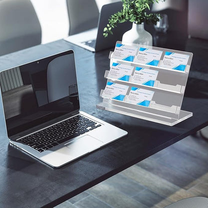 Dunzoom Business Card Holder for Desk 9 Slots Clear Gift Card Display Acrylic - Image 5