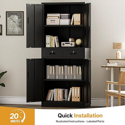 TaskStorz Metal Storage Cabinet, Lockable File Steel Cabinet - Image 8