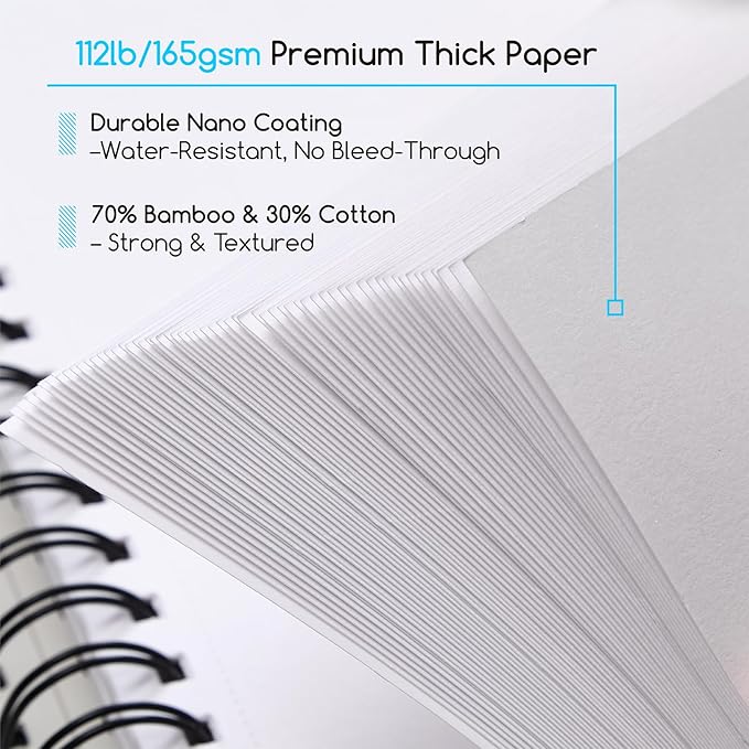 MEEDEN Mixed Media Paper Pad: 8" x 10" 112lb/165gsm Spiral Bound Mixed Media - Image 4