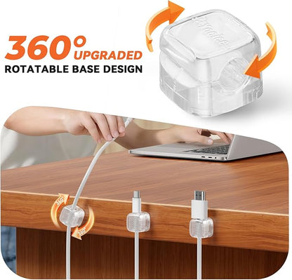 Yocice 6Pack Rotatable Cord Organizer, Spring Cable Clips Desk Cable Management - Image 2
