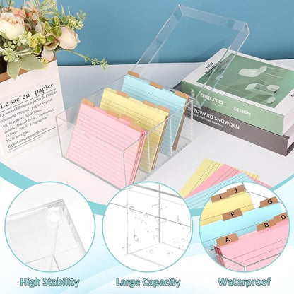4x6 Index Card Holder Acrylic Index Card Organizer Clear Index Card Box Flash - Image 3