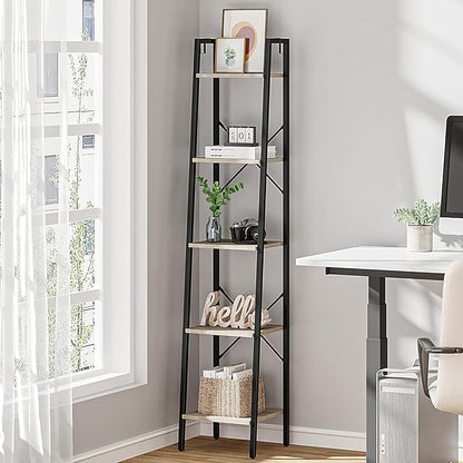 Hzuaneri Ladder Shelf, Bookshelf Bookcase, Freestanding Corner Storage Shelve by Hzuaneri