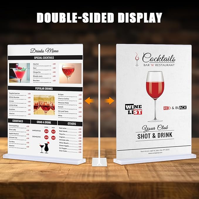 xydstay 6pack Acrylic Sign Holder 5.5 X 8.5, Vertical T Shape Clear Plastic - Image 2