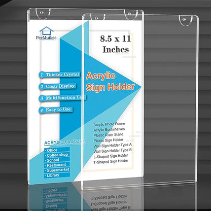 PecMuikee Acrylic Sign Holder 8.5x11, Wall Mount Acrylic Sign Holder and - Image 7